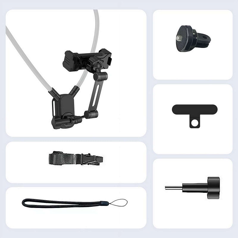 Neck Phone Holder for Recording, Around The Neck Phone Holder, Content Creator Essentials for Cooking/Riding/Indoor/Outdoor (basic clip version) - Image 1